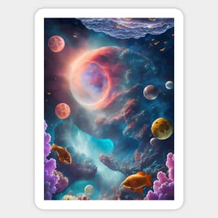 Mystical Nebula Planets Clouds Sticker